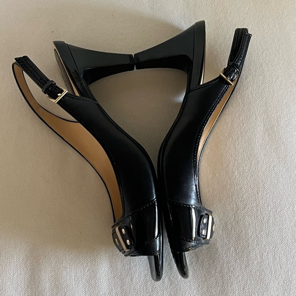Cole Haan Black Peep-Toe Slingback Heels - Picture 10 of 11